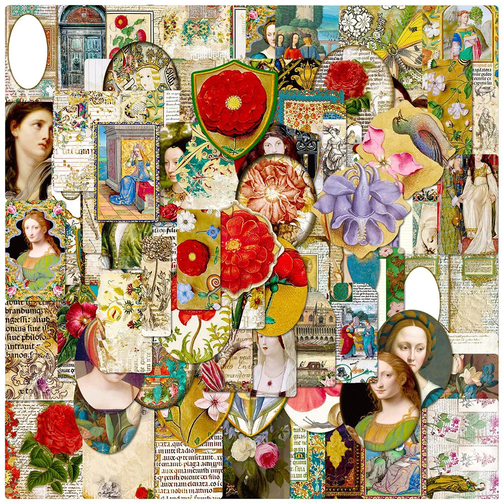 

10/30/50PCS Medieval Retro Nostalgic Literature Art Sticker DIY Phone Laptop Luggage Skateboard Graffiti Decals Fun for Kid Toy