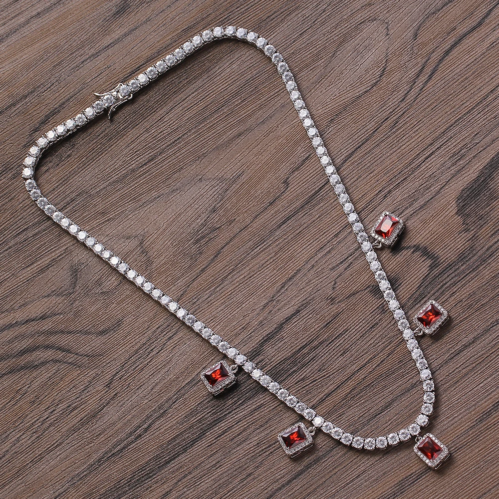 Цепочка EYIKA в стиле хип-хоп с розовым позолоченным фианитом