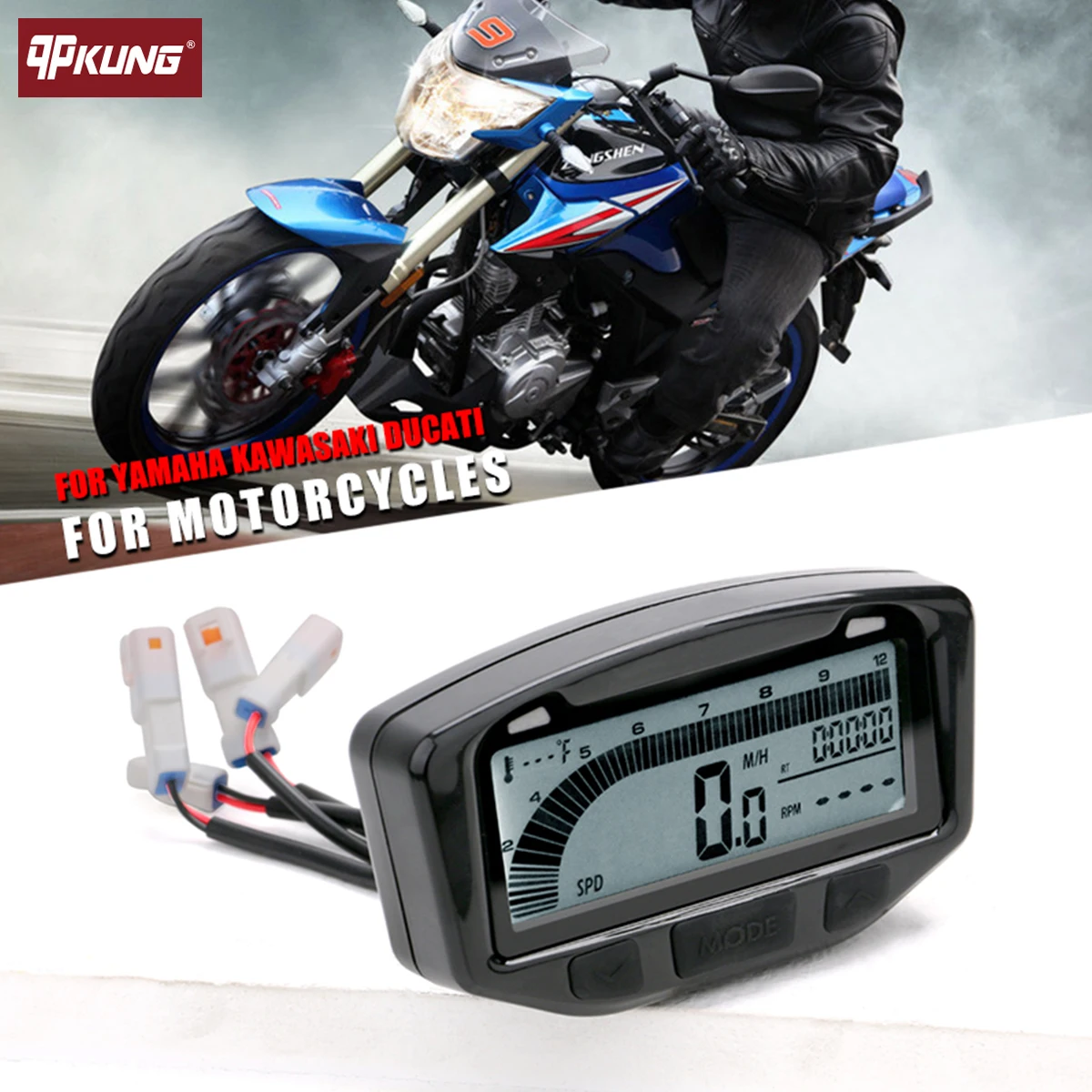 Цифровой спидометр qpKung 12 В тахометр одометр для мотоциклов 1995-2019 KTM Honda Yamaha Kawasaki