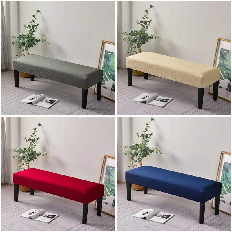 

Jacquard Elastic Piano Stool Cover Solid Color Long Ottoman Cover Bench Seat Cushion Slipcover for Living Room Kitchen Bedroom