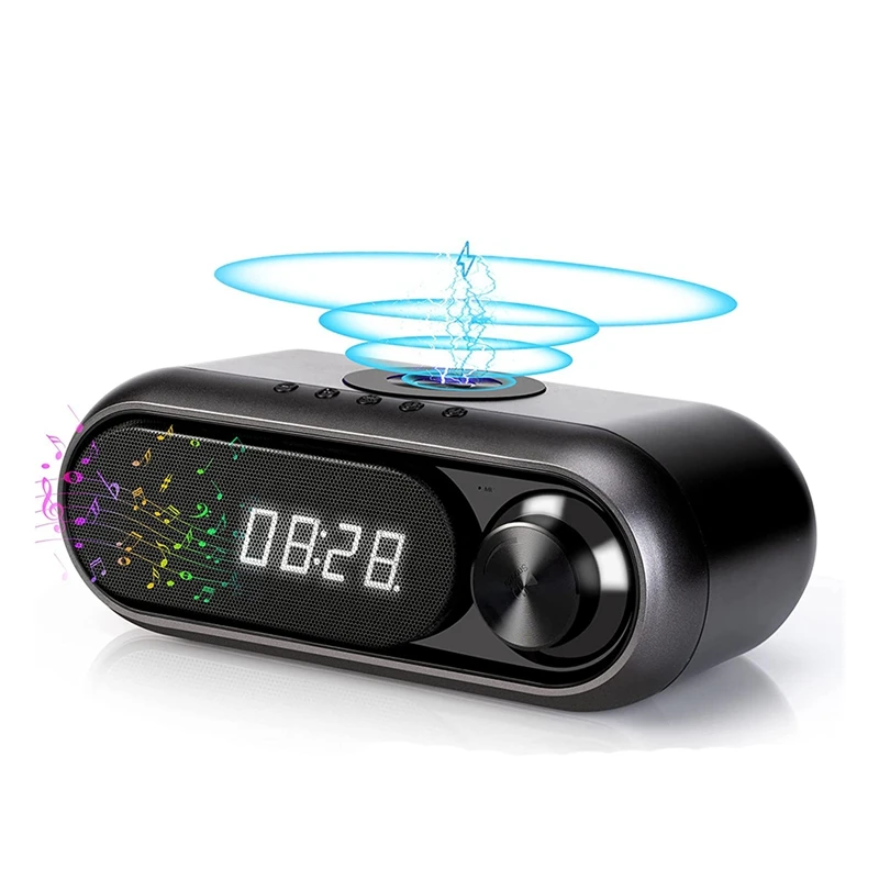 

Retro Radio Alarm Clock , Wireless Super Fast 10W Charging Large Display Alarm Clock FM Radio, TF Card Player