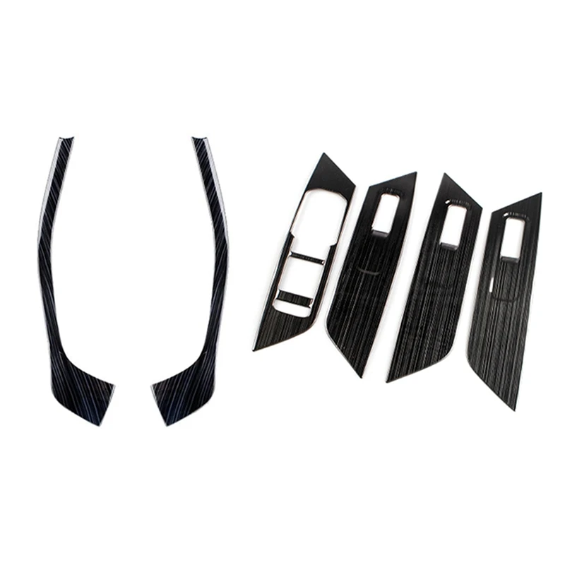 

2 PCS Car Inner Door Handle Cover Moulding Trim Sticker Strip & 4 Pcs Car Glass Lift Switch Panel Sequins Inner Armrest
