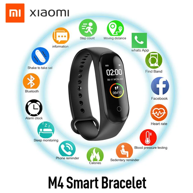 

Xiaomi Original M4 Smartwatch Waterproof Smart Watch Bluetooth Bracelet Heart Rate Blood Pressure Fitness Tracker Sport Watch