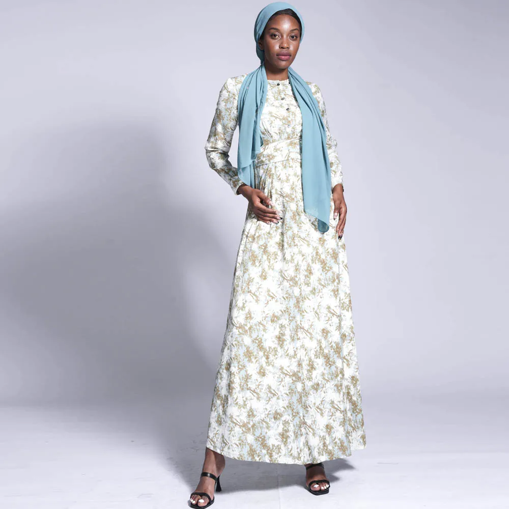 

Fashion Muslim dress print slim dress Ramadan casual dress Islamic Qatar dress French party dress Saudi Arabia Israel dress