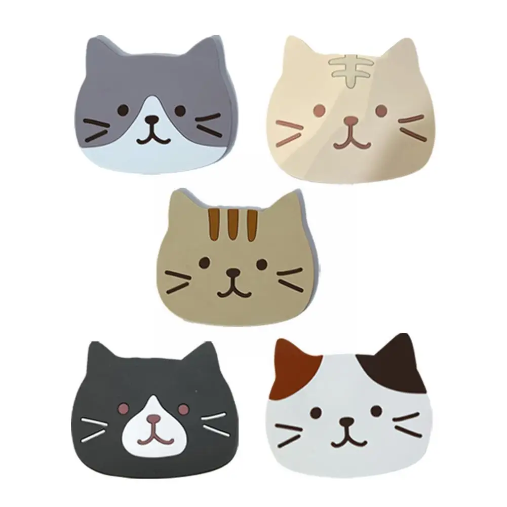 

Cartoon Cat Shaped Tea Mat Silicone Cup Mug Heat-resistant Drink ! Kitchen Table Placemat Hot Coaster Pad Animal Dining Cof H6X0