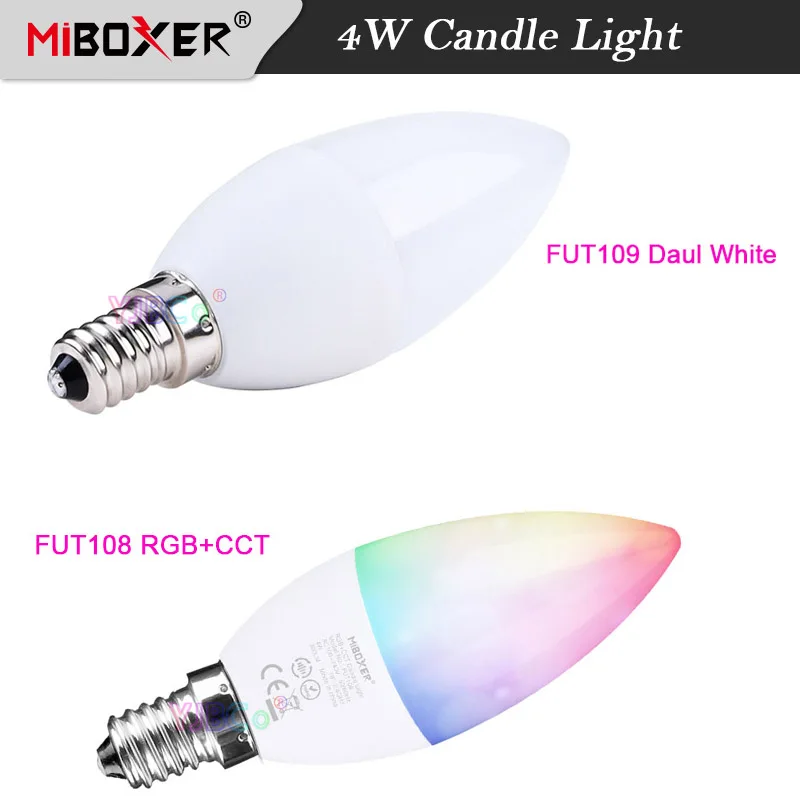 4W RGB+CCT Daul White LED Candle Light Miboxer E14 Spotlight AC110V 220V Bulb for Bedroom Room decoration 2.4G Remote control