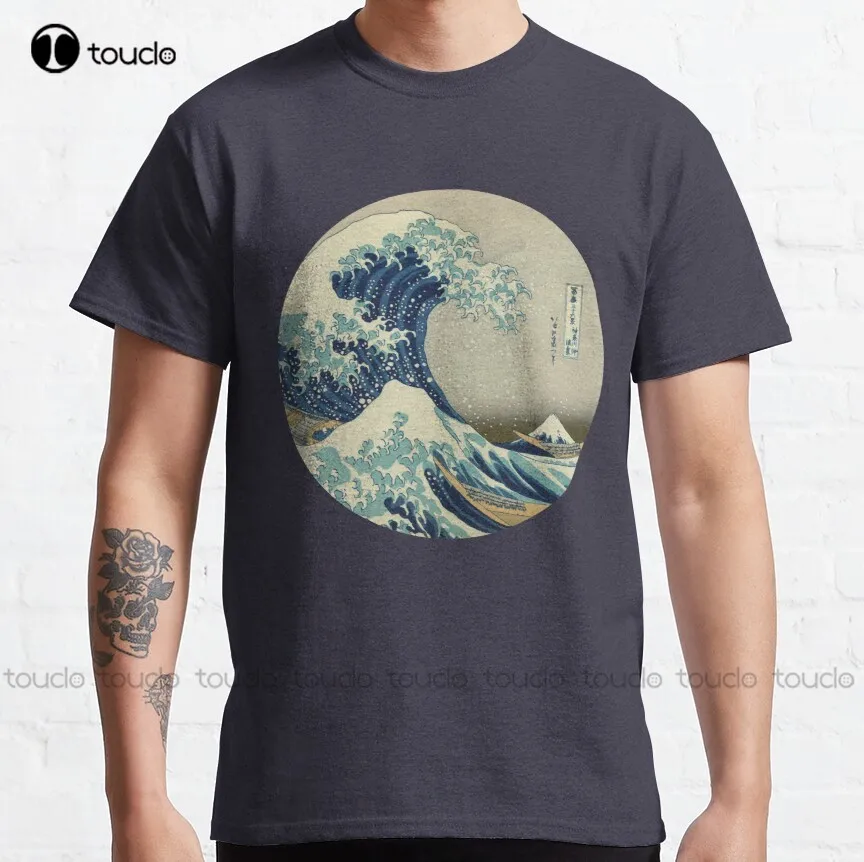 

Классическая мужская футболка с надписью «Great Wave Off Kanagawa Circle»