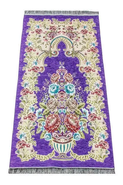 

IQRAH Chenille Prayer Mat-Vase Decorated-Purple Color