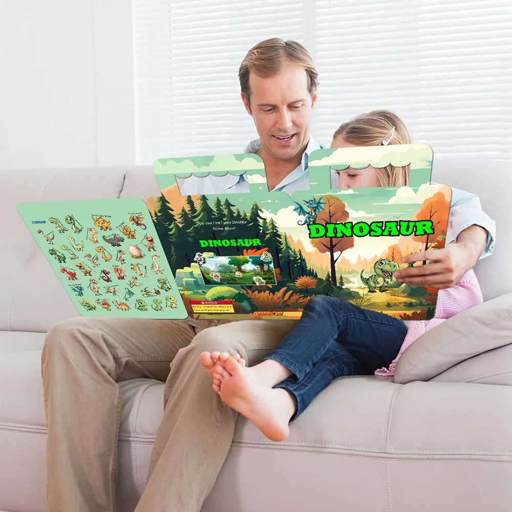 40 шт. многоразовые наклейки-животные в виде динозавров