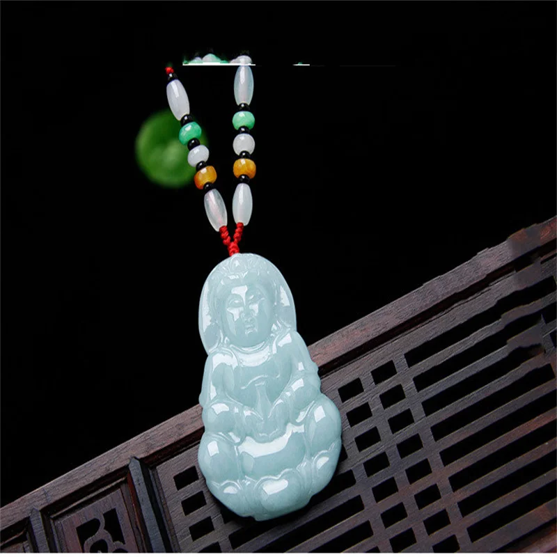 

Hot selling natural hand-carved Jade Guanyin Maitreya Buddha Necklace pendant fashion Accessories Men Women Luck Gifts amulet