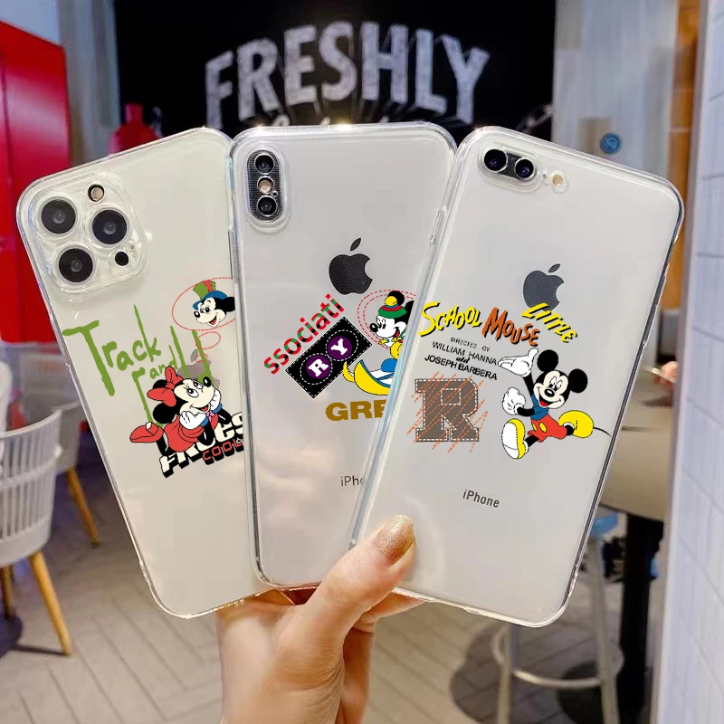 

Ski Tennis Mickey Mouse Phone Case For iPhone 13 12 Pro Max Mini 11 Pro X XR XS Max 6 6S 7 8 Plus Funda Shockproof Black Cover