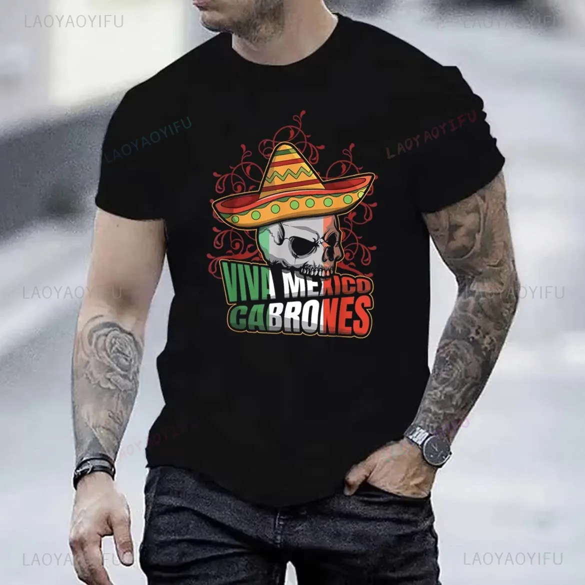 Футболка хлопчатобумажная с коротким рукавом для фестиваля Мексики