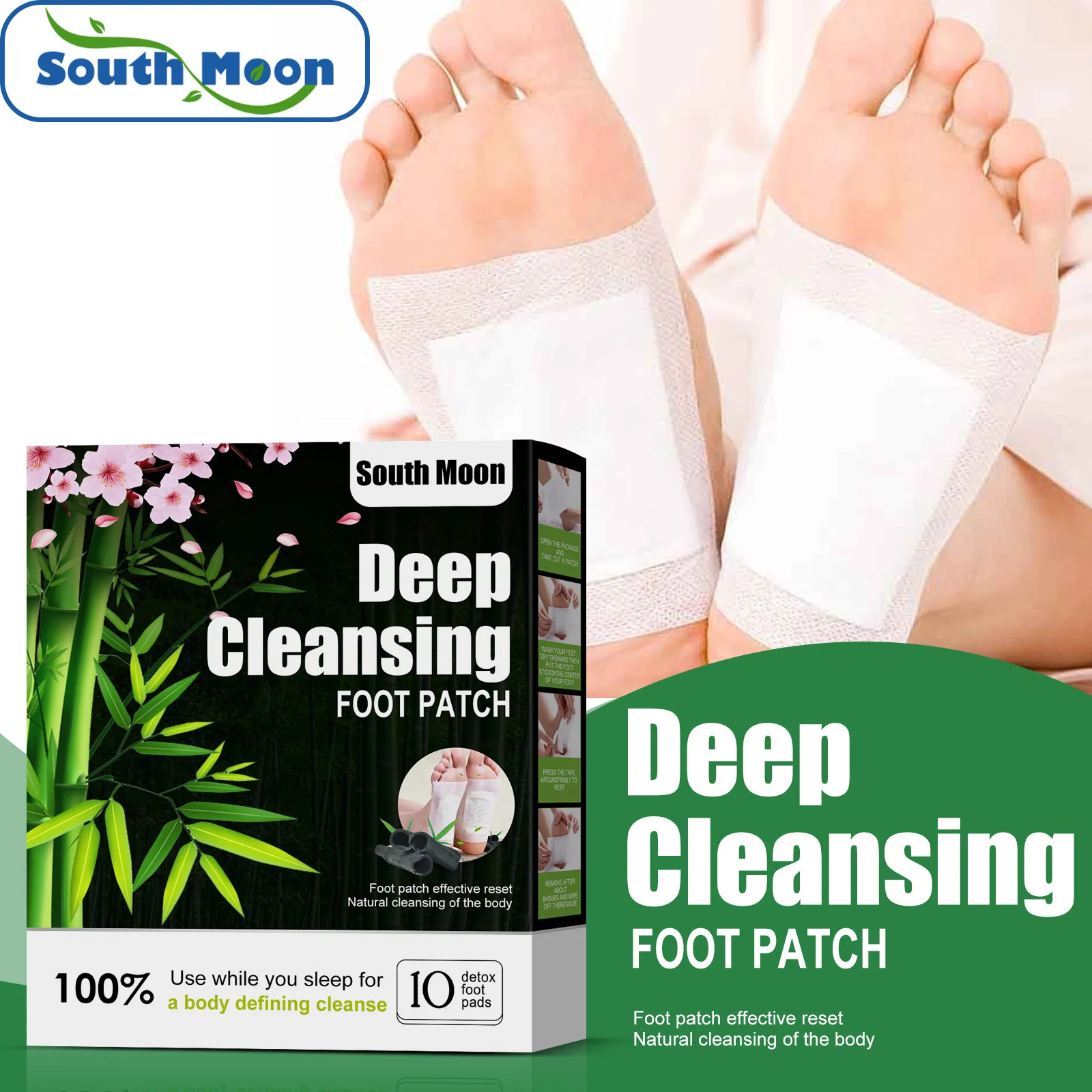 

South Moon Natural Herbal Clearing Damp Foot Patch Detox Slimming Improve Sleep Relief Stress Feet Pads Dispel Dampness Stick
