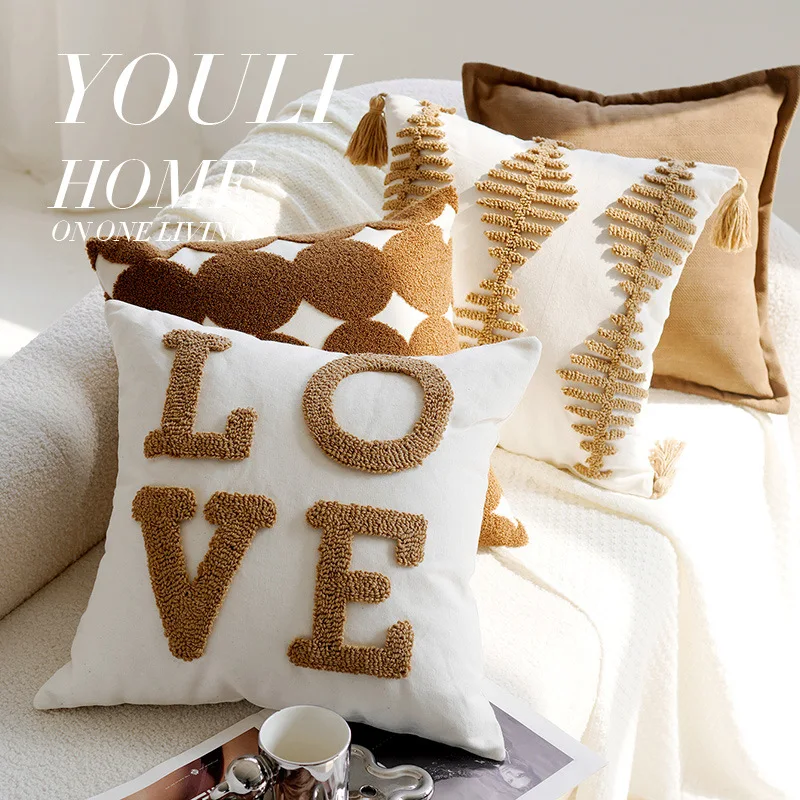 New Cute Simple Pillowcase Brown Ins Sle Mid-Ancient Living Room Animal Cream Sofa Bed Cushion