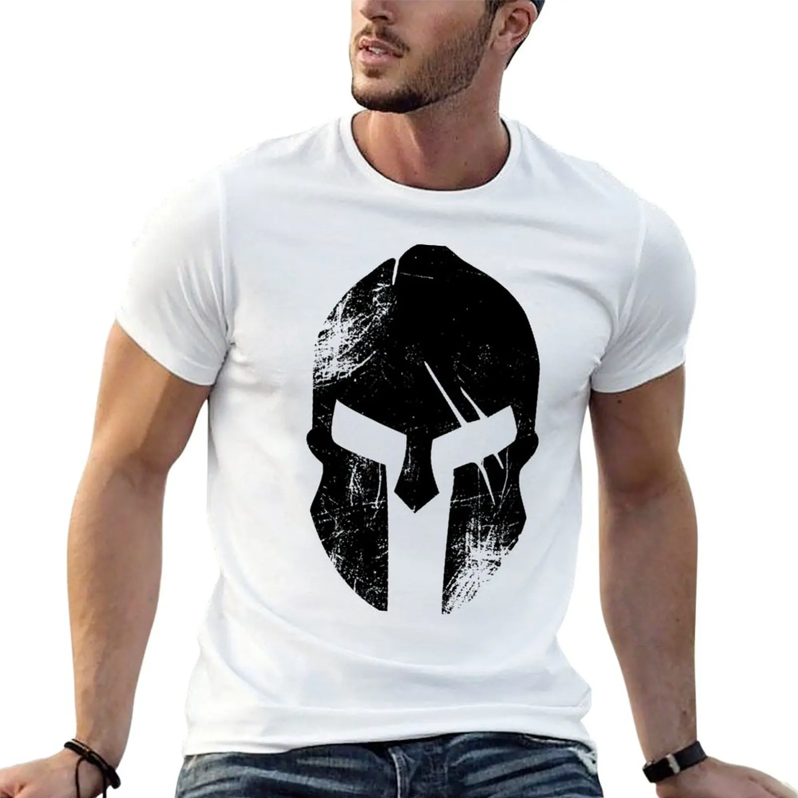 Футболка с шлемом Kopie von Spartan аниме бутик одежды на день Святого Валентина мужская