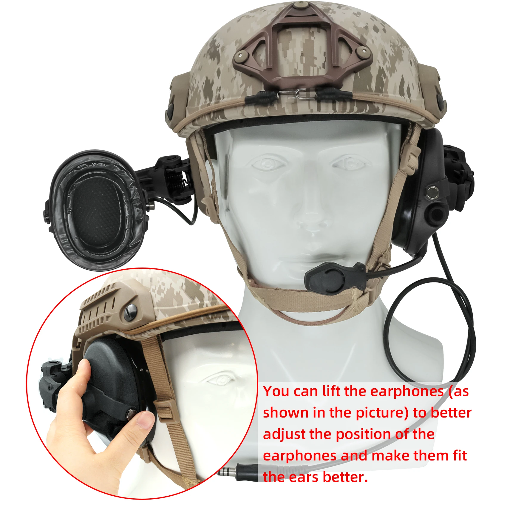 Tactical Sports Helmet Hunting Shooting ARC Rail Mount SORDIN Hearing Protection Headset Noise Cancelling