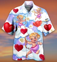 hawaii mens shirt 3d indian cartoon character print short sleeves cuban shirt holiday casual vintage clothing streetwear