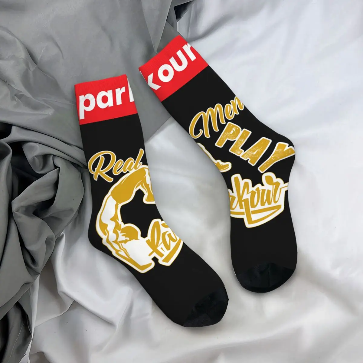 oruj parkour compression sock for men Harajuku Parkour Quality Pattern Novelty Crew Sock