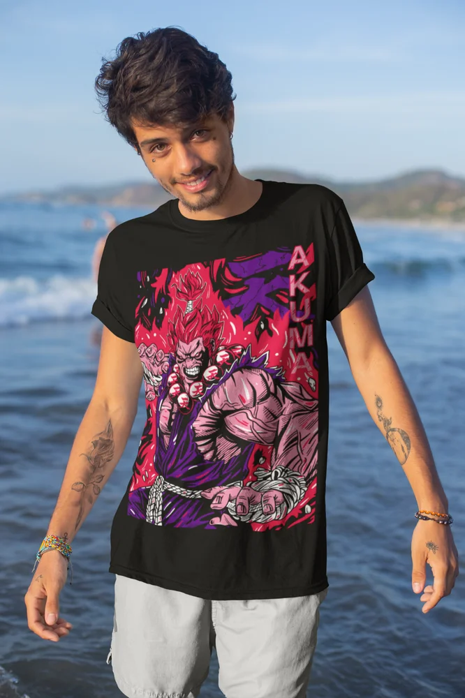 Футболка Akuma Gouki Fighting рубашка унисекс для видеоигр мягкая футболка всех размеров