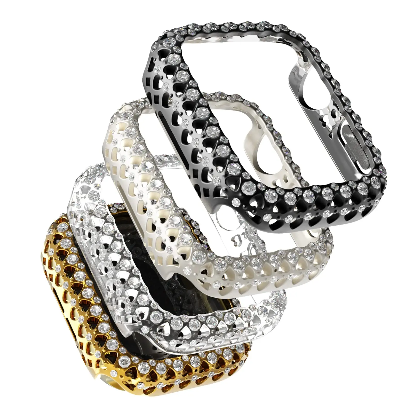 Bling Crystal Bumper Cover for Apple Watch Case 41mm 45mm Diamond PC Protective Hard PC Frame for IWatch Series 8 7 41mm 45 mm