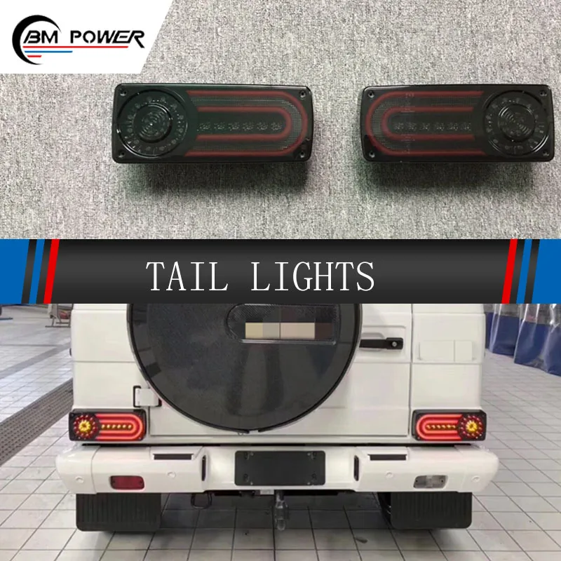 

G class w463 g63 g65 g55 g350 g500 g550 red and black LED style tail light lamps back rear body kit parts automotive