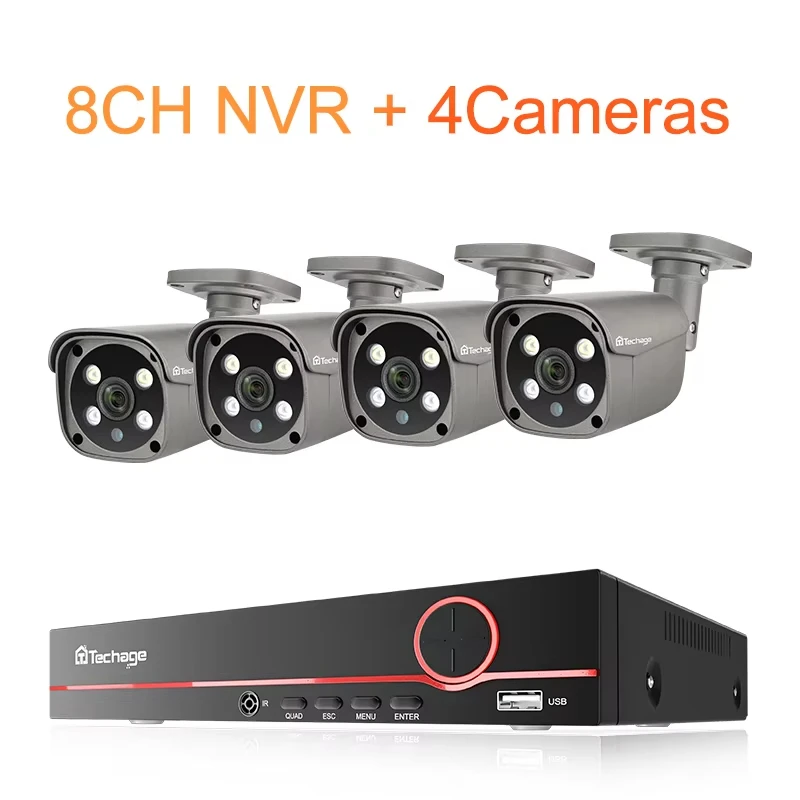 

Система видеонаблюдения Techage 8CH 8MP 5MP POE с распознаванием лиц