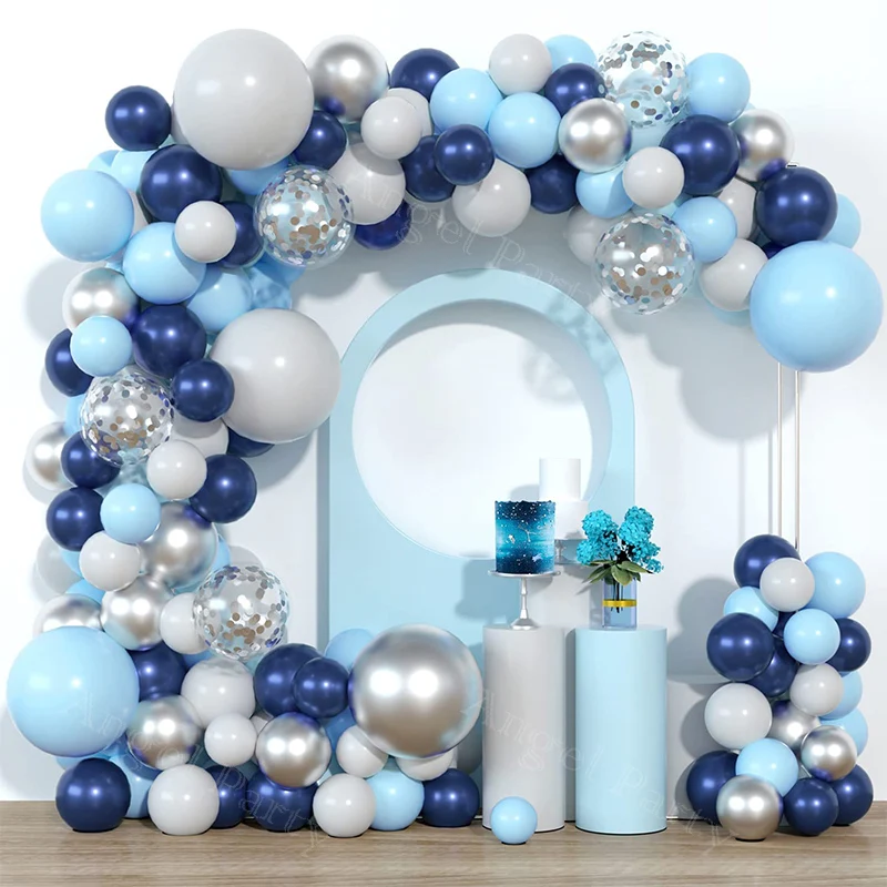 

114pcs Confetti Navy Blue Grey Sliver Globos Baby Shower Balloon Arch Kit Boy Birthday Garland Wedding Balloons Party Decoration