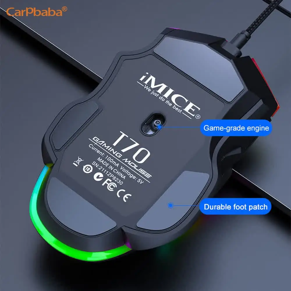 Фото Игровая мышь IMICE RGB: профессиональная оптическая мышь с 7 яркими цветами LED-подсветки и эргономичным дизайном для LOL и CS №4