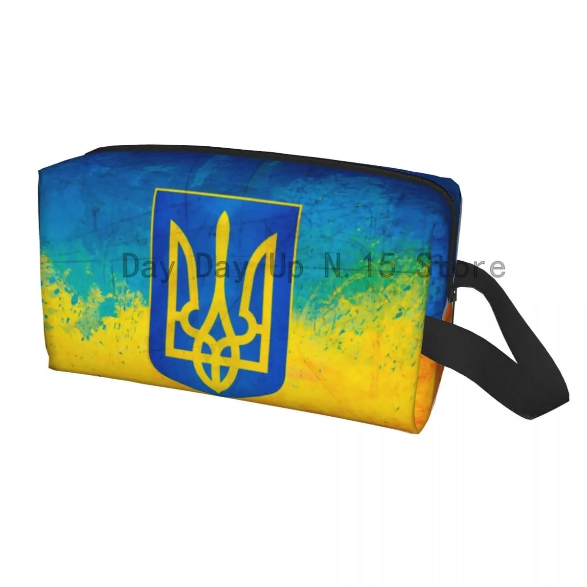 

Travel Ukrainian Flag Toiletry Bag Kawaii Ukraine Coat Of Arms Cosmetic Makeup Organizer for Women Beauty Storage Dopp Kit Case