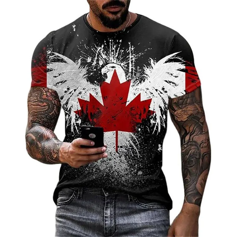 

Fashion Canada Maple Leaf Flag 3D Print Men's T-Shirts Mens Clothes Hip Hop Casual Streetwear Sweatshirt Oversized T-shirt Tees
