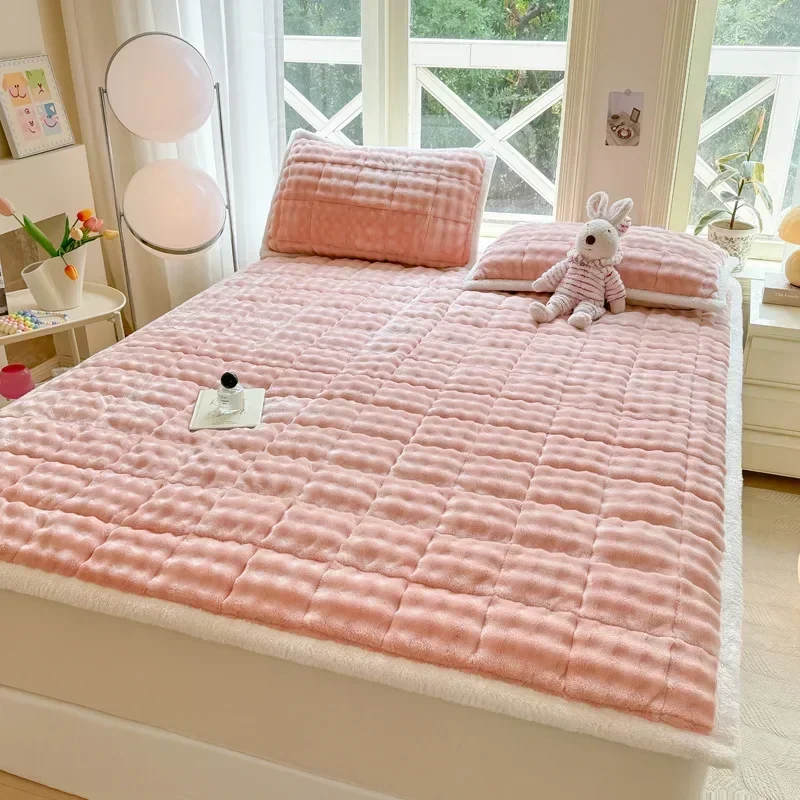 Зимние теплые плюшевые наматрасники супер мягкие одинарные двойные складные