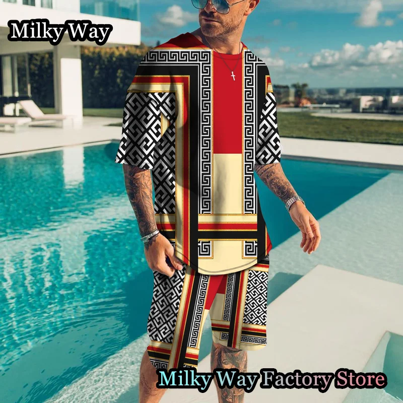 Men's Summer Tracksuit Believe in Yourself T-shirt Shorts Set Sports Outfit Jogging Suit Oversized Clothing Outdoor Streetwear