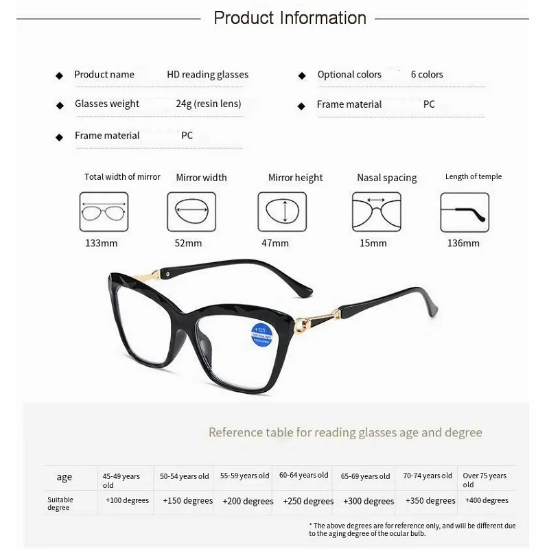 Женские очки для чтения кошачий глаз