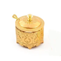 luxury electroplating gold toner jar with lid vintage spice pepper box metal glass salt shaker kitchen art jar storage container