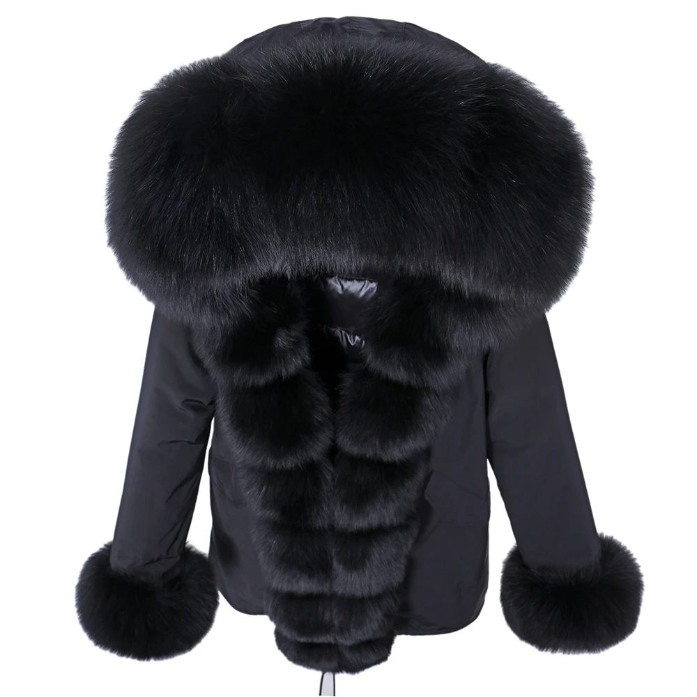 2022 Winter Jacket Women Real Fur Coat Natural Real Fox Fur Collar 90 white duck down liner Parkas Big Fur Outerwear Detachable