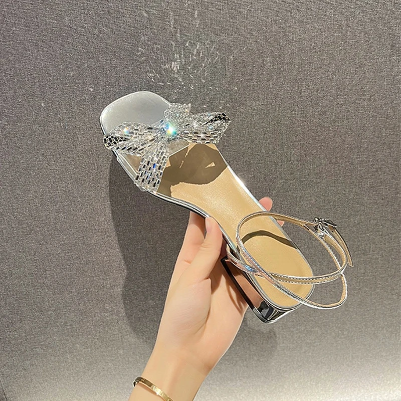 

BCEBYL 2023 New Fashion Women's Sandals Bow Transparent Temperament Women's High Heels Banquet Women's Single Shoes