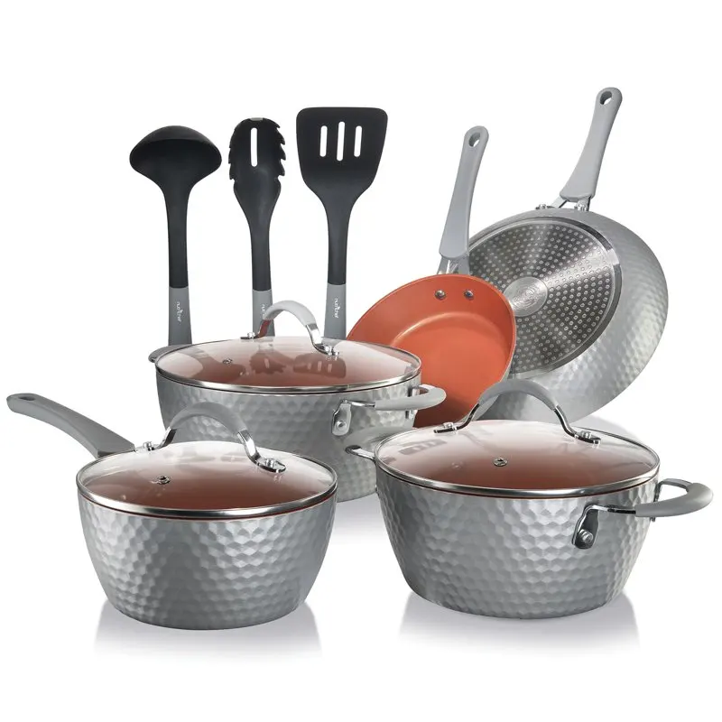 

POPTOP Nonstick Cookware Excilon Kitchen Ware Pots & Pan Set with Saucepan Frying Pans, Cooking Pots, Lids, Utensil PTFE/PFOA/PF