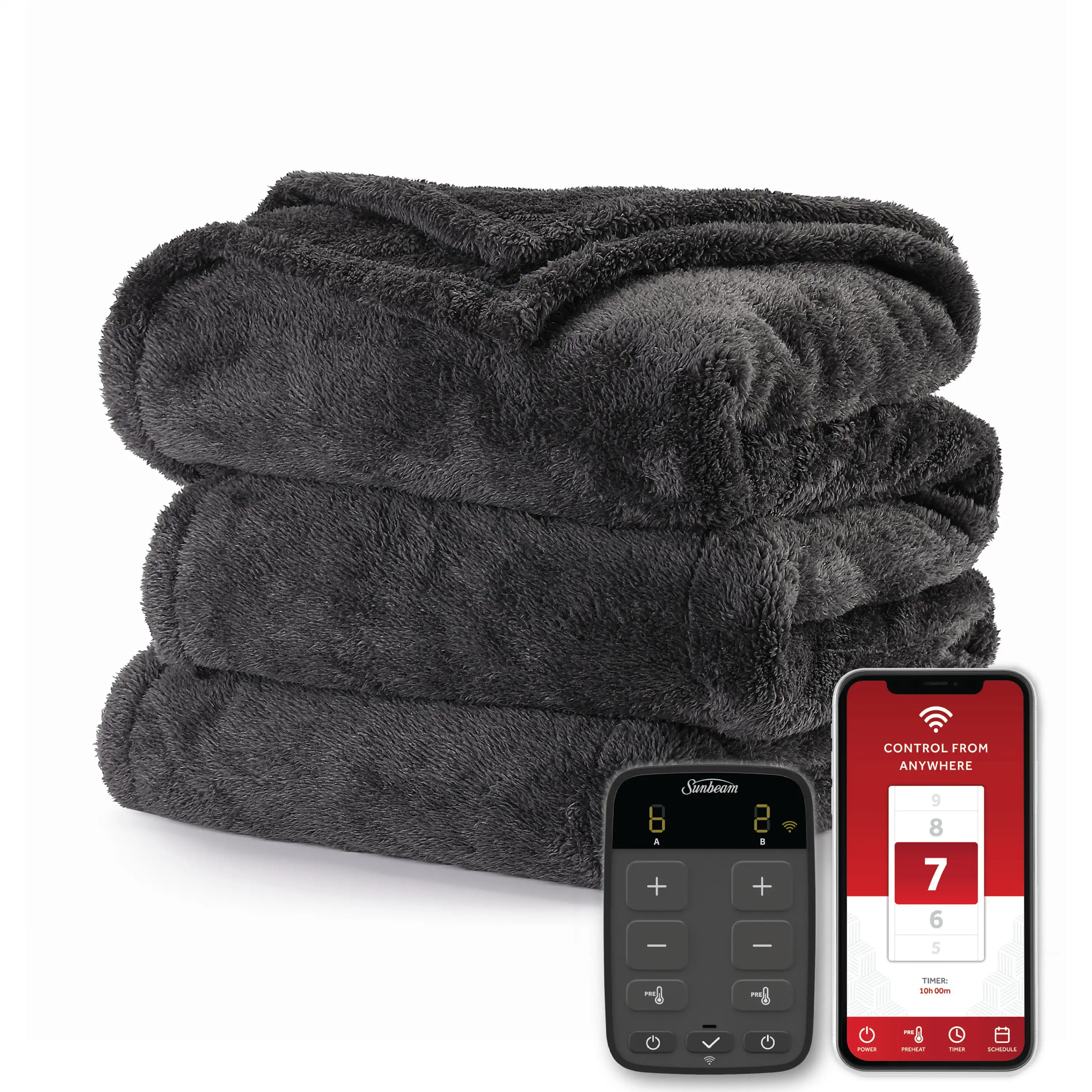 

Connected WiFi Heated Blanket, WiFi Electric Blanket, Lofttec, Slate Grey, King