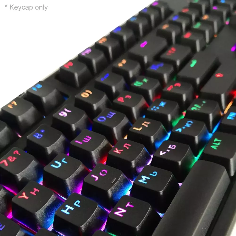 

Russian Gaming key Cap Gamer key caps with backlight USB 104 Rubber keycaps RGB Wired Ergonomic Russian keycaps For PC laptop