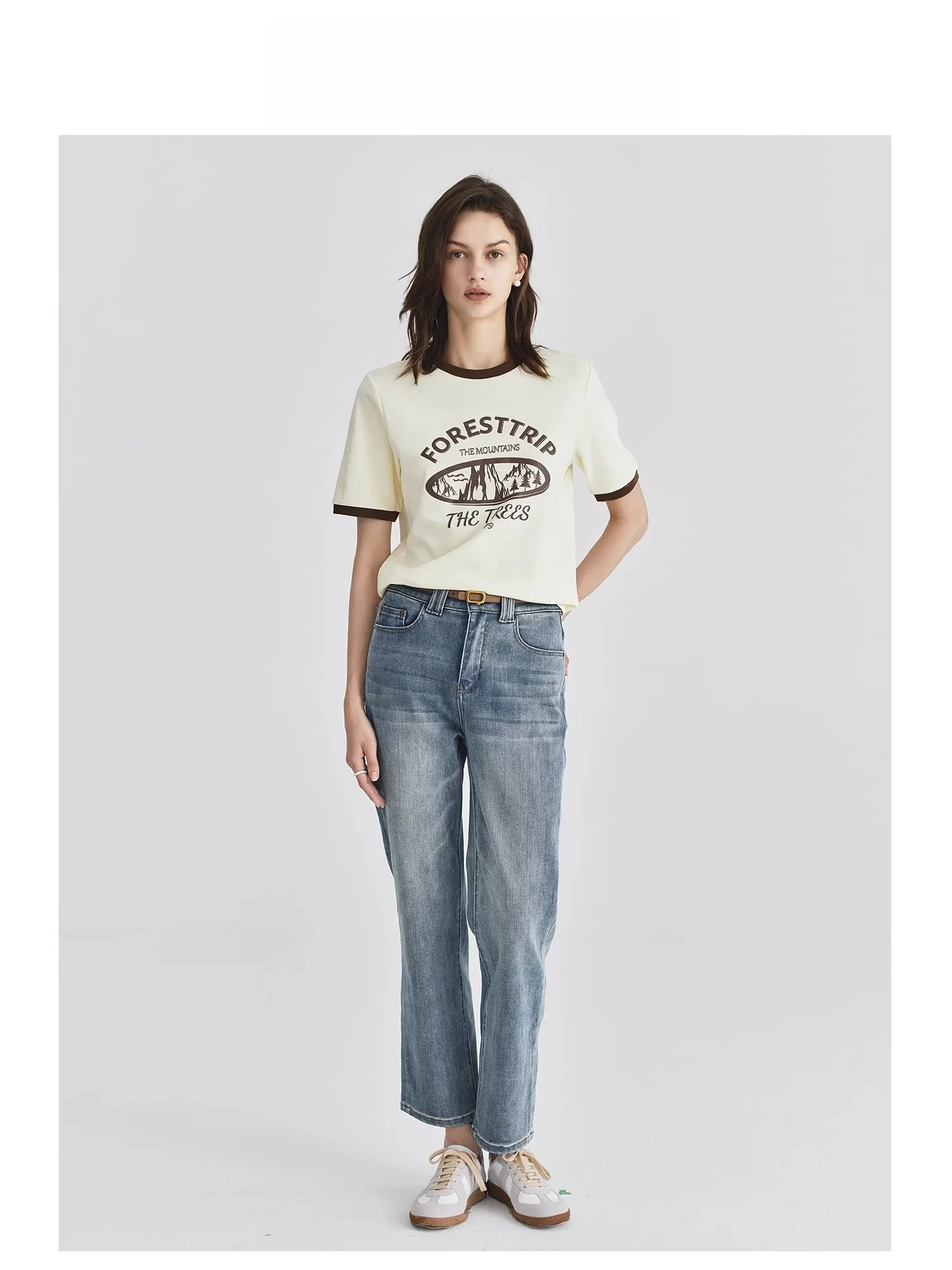 Летняя модная повседневная футболка Mind Bridge женская универсальная с круглым