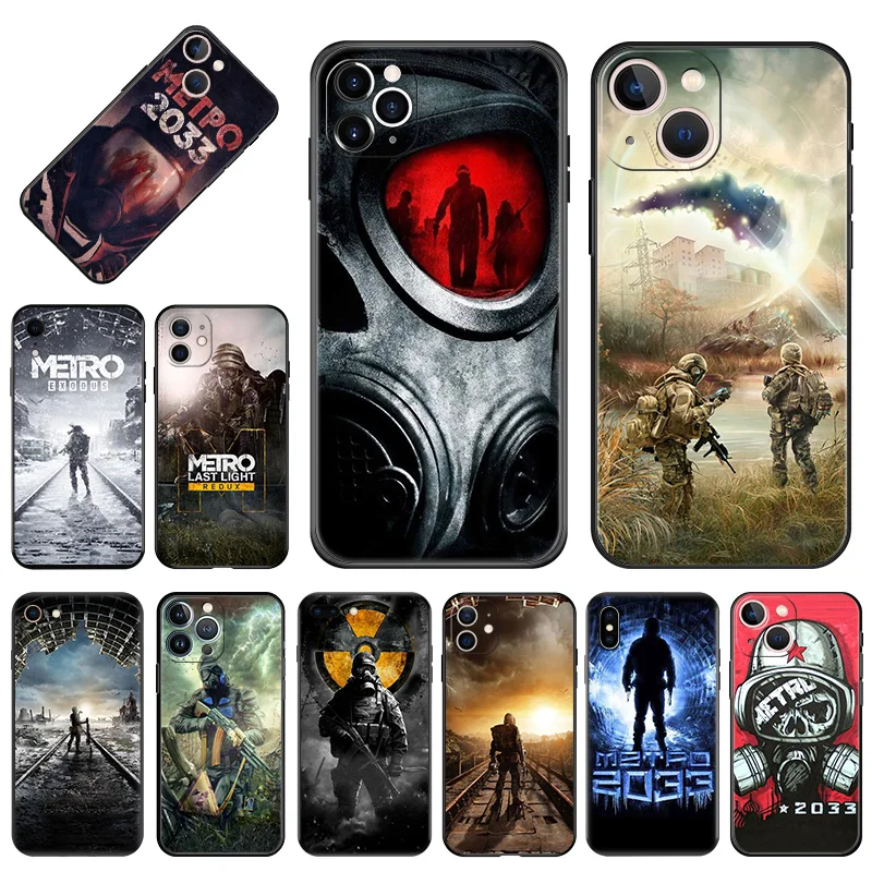 Мягкие чехлы для телефонов iPhone 14 15Pro 13 Pro Max 12 11 Mini 7 8 15 6 6S Plus SE XS XR X Game Metro 2033 черный