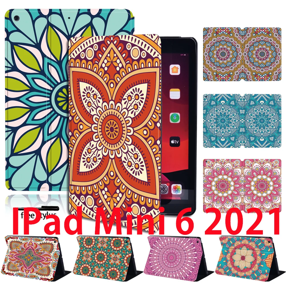 

For IPad Mini 6 Case 2021 PU Leather Flip Cover for IPad Mini 6th Generation 8.3 Inch Mandala Pattern Case Funda