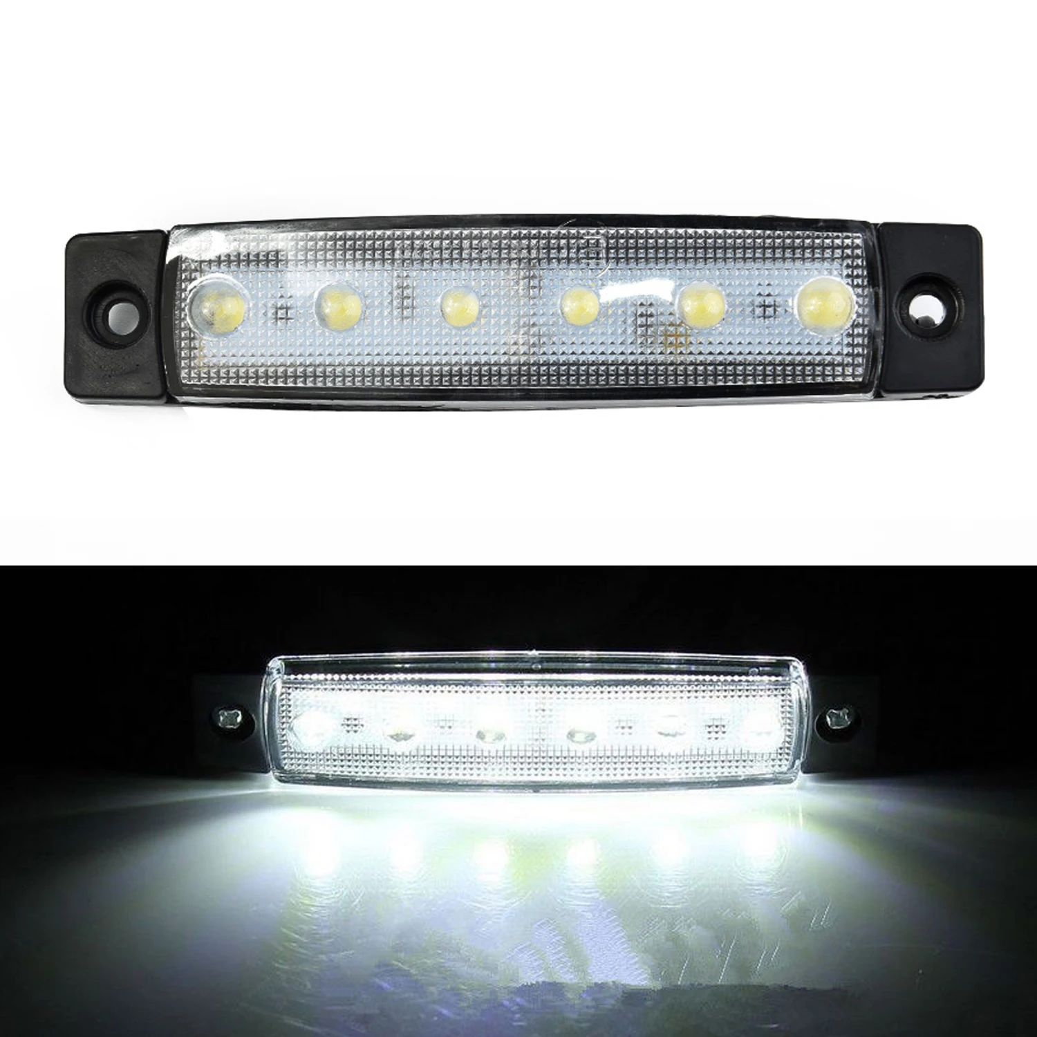 

1PC White 12V 6LED Side Marker Light For Trailer Truck Boat BUS Indicator RV Lamp Waterproof Tail Lights Car Truck Accessories