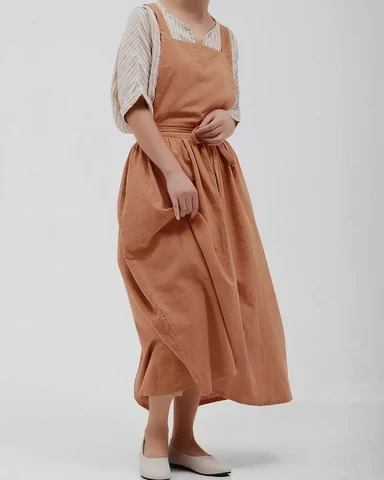 Японский фартук, переднее платье, модное корейское рабочее платье абрикосового цвета с длинной талией, женский халат для кухни, выпечки TJ3648