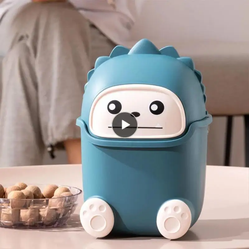 

Настольная мусорная корзина для домашнего декора, маленькая настольная мусорная корзина с крышкой, симпатичная креативная мусорная корзина для спальни, мусорная корзина с крышкой для умного дома