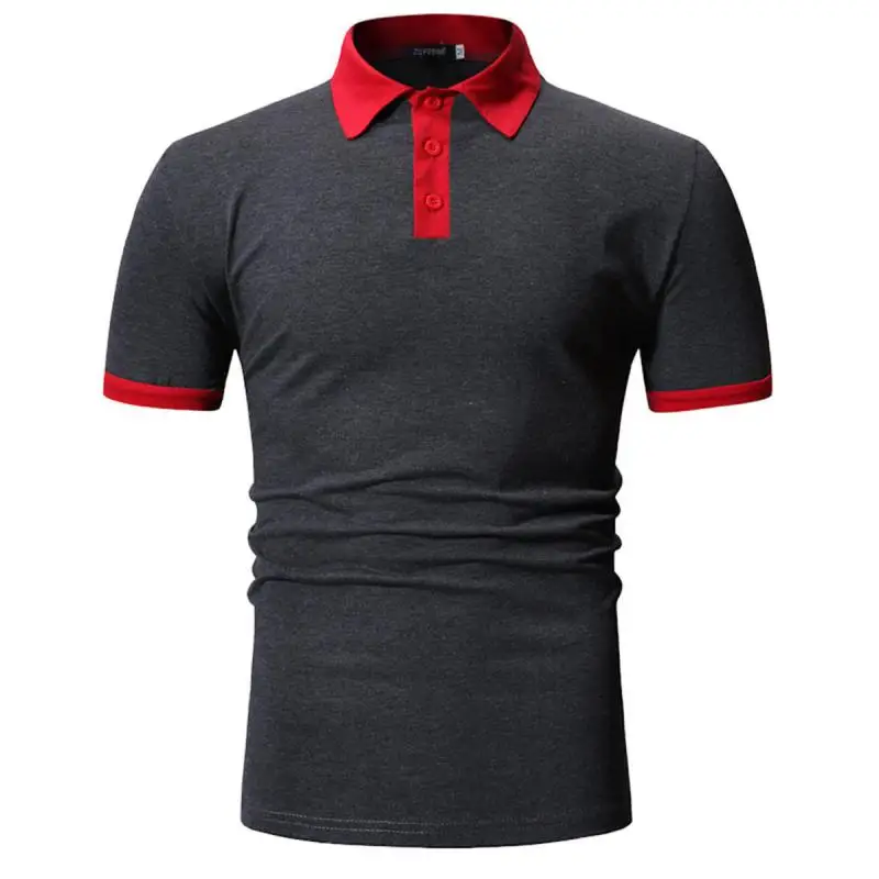 Spring/summer 2022 Men's T-shirt Short Sleeve Polo Shirt Colorblock Stand Collar Short Sleeve Casual Men's Polo Shirt stand collar raglan sleeve button design t shirt