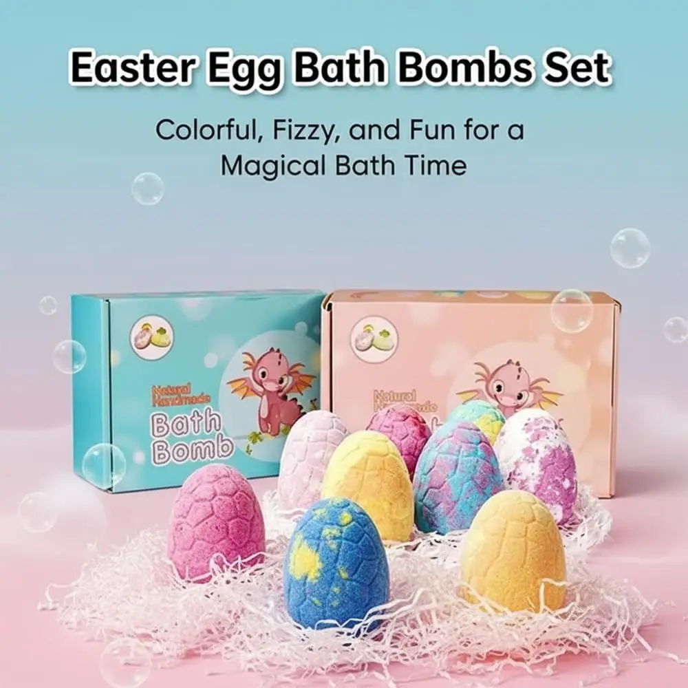 Фото Натуральные органические бомбочки для ванны в форме яиц динозавров с игрушками-сюрпризами, ароматизированные эфирными маслами, для пышной пенной ванны №1