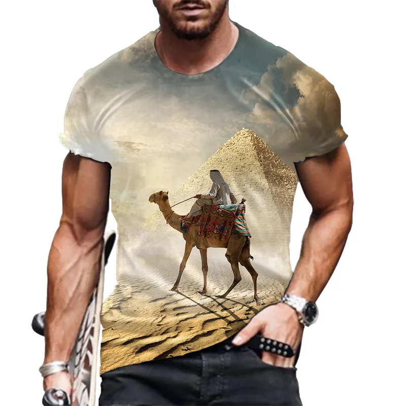 Футболка мужская с рисунком Desert Camel модная тенниска коротким рукавом стильная