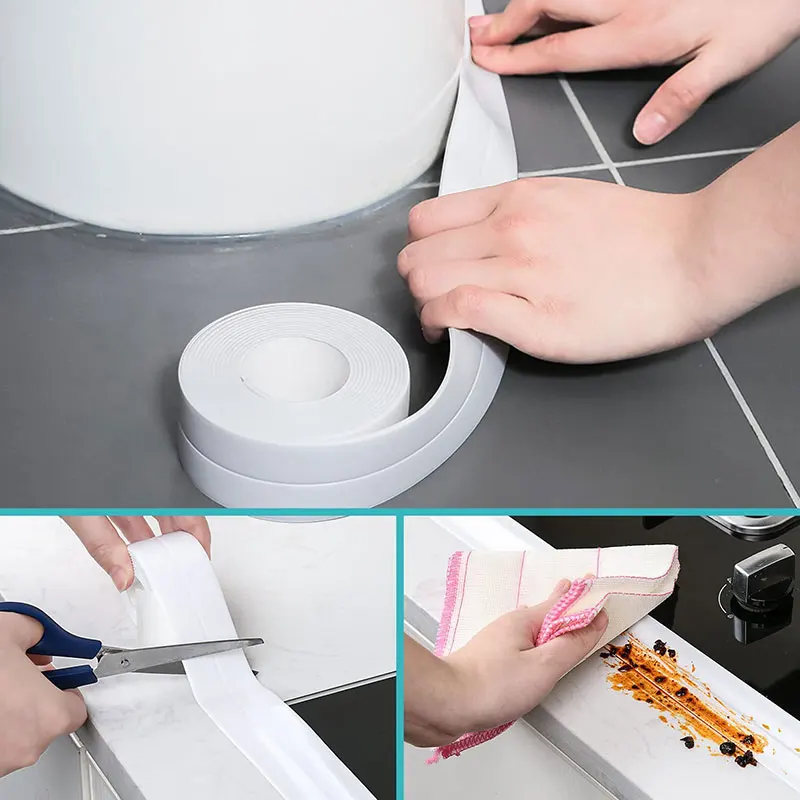 

Bathroom Sealing Strip Tape Toilet Caulk Tape Self Adhesive Waterproof Mildew Proof Tapes For Kitchen Sink Wall Corner Sticker