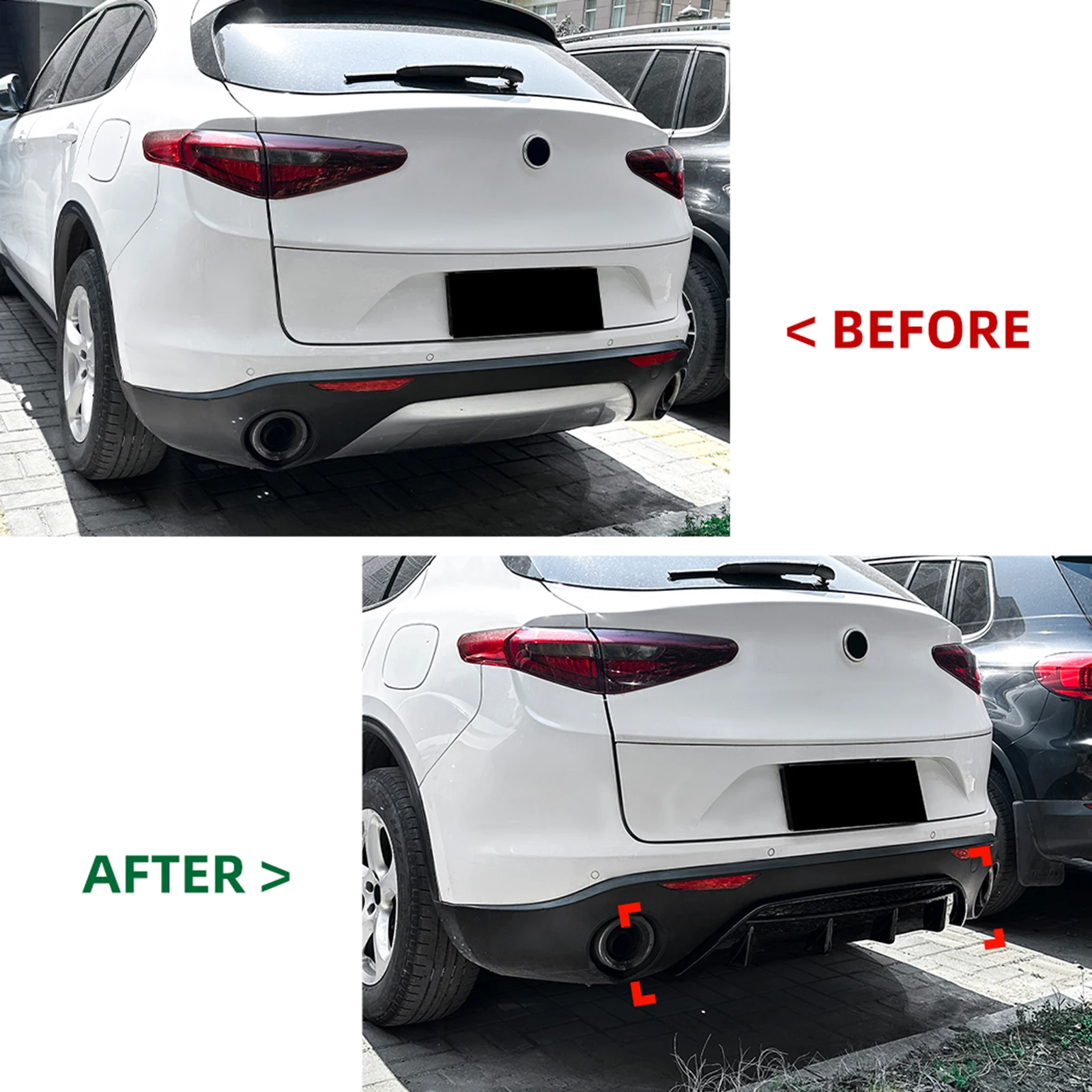 Фото Кронштейн заднего бампера автомобиля, нижний спойлер, сплиттер для Alfa Romeo Stelvio 2017-2024 №4